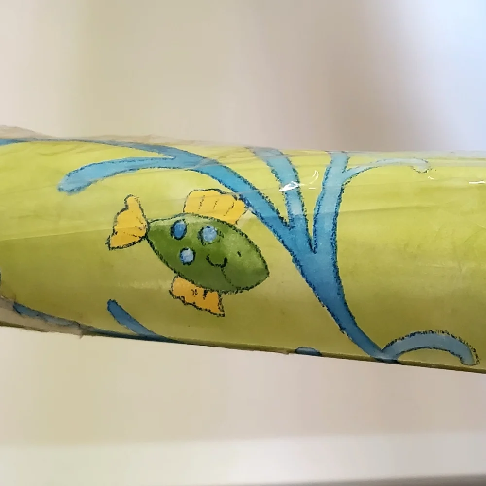 Vintage Norwall 3 Rolls 55.7sq.ft. Each, Lime/Blue Ocean Fish Wallpaper, NWT